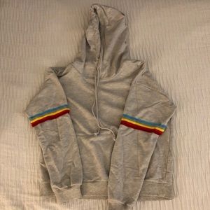 Wild Honey grey hooded sweatshirt rainbow stripes